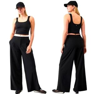 NWT Athleta Pinnacle High Rise Cargo Trouser Sz 10 Black Wide Leg